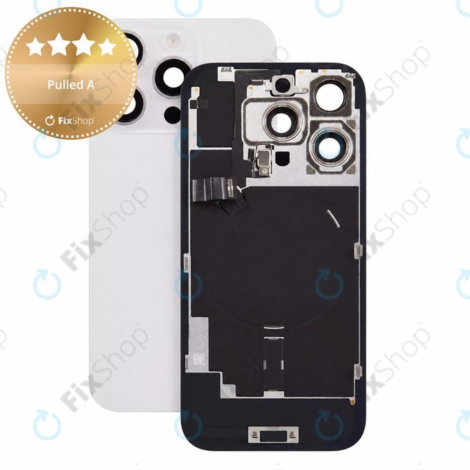 Sticlă carcasă spate pentru iPhone 16 Pro, White Titanium, Pulled A
