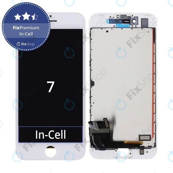 Ecran In-Cell pentru iPhone 7, White, Sticlă tactilă cu ramă, FixPremium