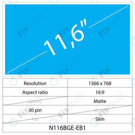 11.6 LCD Slim Mat 30 pin HD