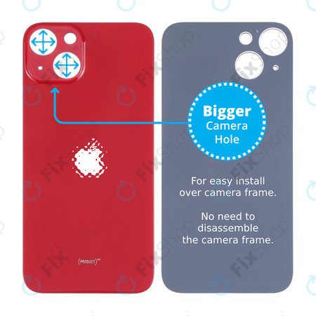 Apple iPhone 13 - Sticlă Carcasă Spate cu Orificiu Mărit pentru Cameră (Red)