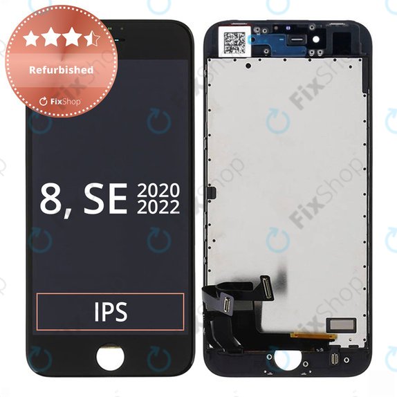 Ecran pentru iPhone 8, SE (2020), SE (2022), Black, Sticlă tactilă cu ramă, Refurbished