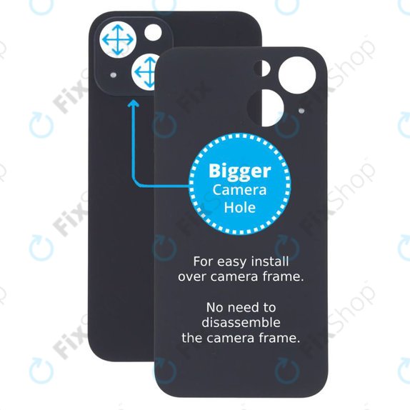 Apple iPhone 13 Mini - Sticlă Carcasă Spate cu Orificiu Mărit pentru Cameră (Midnight)