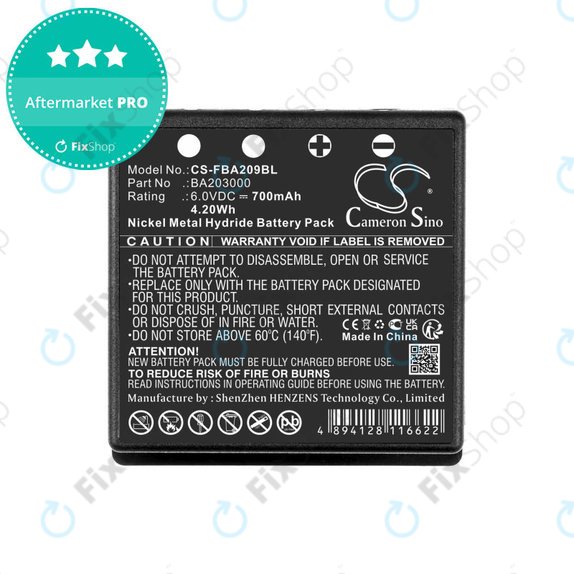 Baterie pentru HBC Radiomatic Eco, 700mAh, Ni-MH, 6V, BA209060, HQ