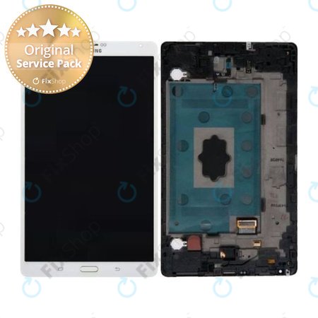 Samsung Galaxy Tab S 8.4 T705 - Ecran LCD + Sticlă Tactilă + Ramă (Dazzling White) - GH97-16095A Genuine Service Pack
