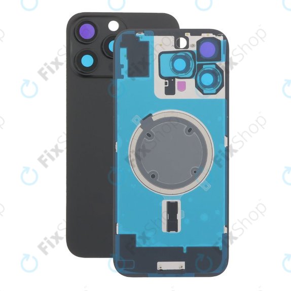 Apple iPhone 16 Pro Max - Sticlă pentru carcasa din spate + Sticlă cameră + Placă metalică + Magneți MagSafe (Black Titanium)