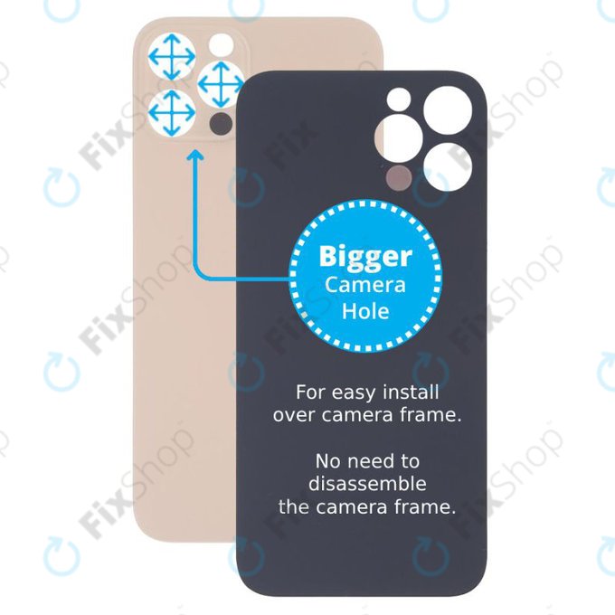 Apple iPhone 13 Pro Max - Sticlă Carcasă Spate cu Orificiu Mărit pentru Cameră (Gold)