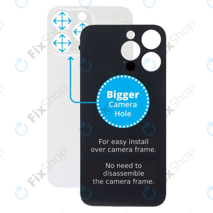 Apple iPhone 14 Pro Max - Sticlă Carcasă Spate cu Orificiu Mărit pentru Cameră (Silver)