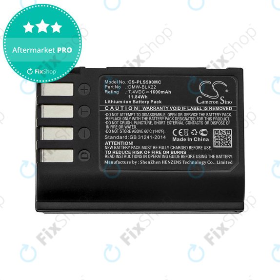 Baterie pentru Panasonic Lumix DC-S5, DC-S5K, GH5, G9, GH5S, 1600mAh, Li-Ion, 7.4V, DMW-BLK22, HQ