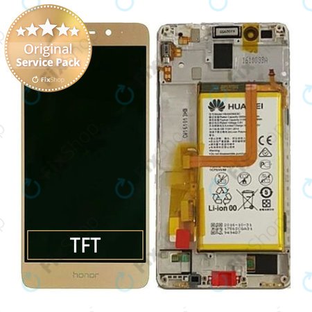 Huawei Honor 7 - Ecran LCD + Sticlă Tactilă + Ramă + Baterie (Gold) - 02350QTN