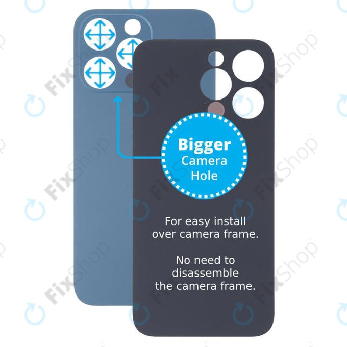 Apple iPhone 13 Pro - Sticlă Carcasă Spate cu Orificiu Mărit pentru Cameră (Blue)