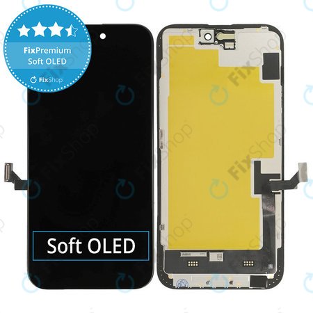 Ecran Soft OLED pentru iPhone 15 Plus - Sticlă Tactilă + Ramă, DIAGNOSTIC
