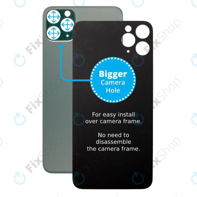 Apple iPhone 11 Pro Max - Sticlă Carcasă Spate cu Orificiu Mărit pentru Cameră (Green)