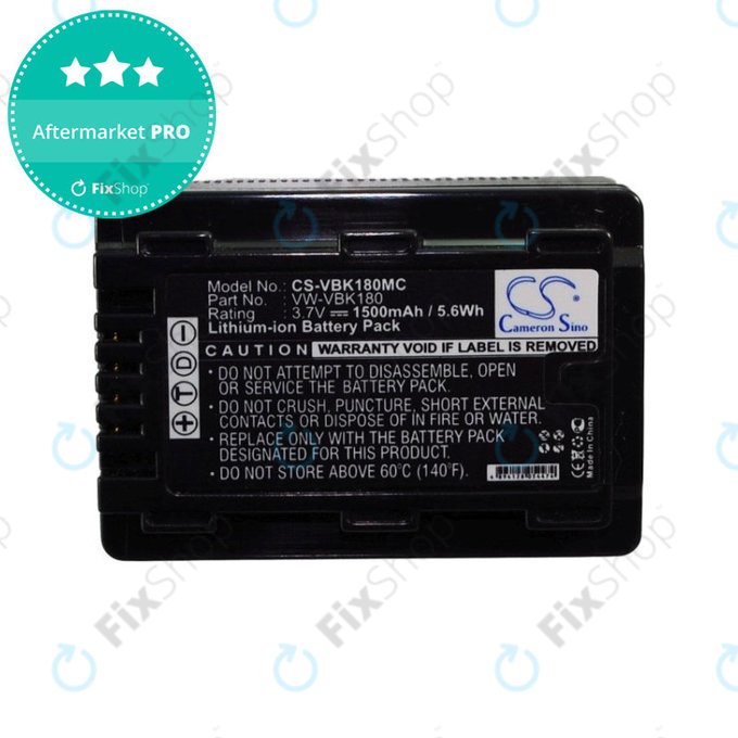 Baterie pentru Panasonic HDC, HC a SDR, 1500mAh, Li-Ion, 3.7V, VW-VBK180, HQ
