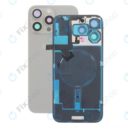 Apple iPhone 16 Pro Max - Sticlă pentru carcasa din spate + Sticlă cameră + Placă metalică + Magne?i MagSafe (Natural Titanium)