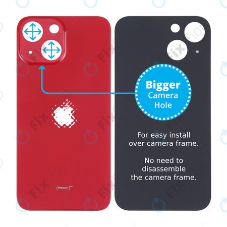 Apple iPhone 13 Mini - Sticlă Carcasă Spate cu Orificiu Mărit pentru Cameră (Red)