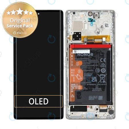 Honor 70 FNE-AN00 - Ecran LCD + Sticlă Tactilă + Ramă (Crystal Silver) - 0235ACMG Genuine Service Pack