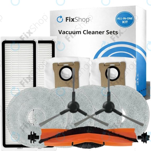 Set de piese de schimb pentru Xiaomi Mi Robot Vacuum S20+, S10+, X20+, X10+ (1x Perie principală, 2x Filter, 2x Perie laterală – neagră, 4x Mop, 2x Sac de praf)