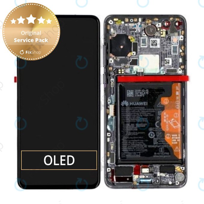 Huawei P40 - Ecran LCD + Sticlă Tactilă + Ramă + Baterie + Senzor de Amprentă (Black) - 02353MFA Genuine Service Pack