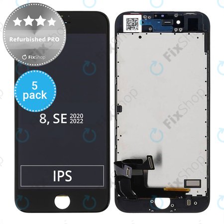 Apple iPhone 8, SE (2020), SE (2022) - Ecran LCD + Sticlă Tactilă + Ramă (Black) Refurbished PRO (5 Pack)