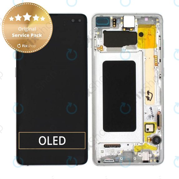 Samsung Galaxy S10 Plus G975F - Ecran LCD + Sticlă Tactilă + Ramă (Prism White) - GH82-18849B, GH82-18834G, GH82-18849G, GH82-18834B Genuine Service Pack