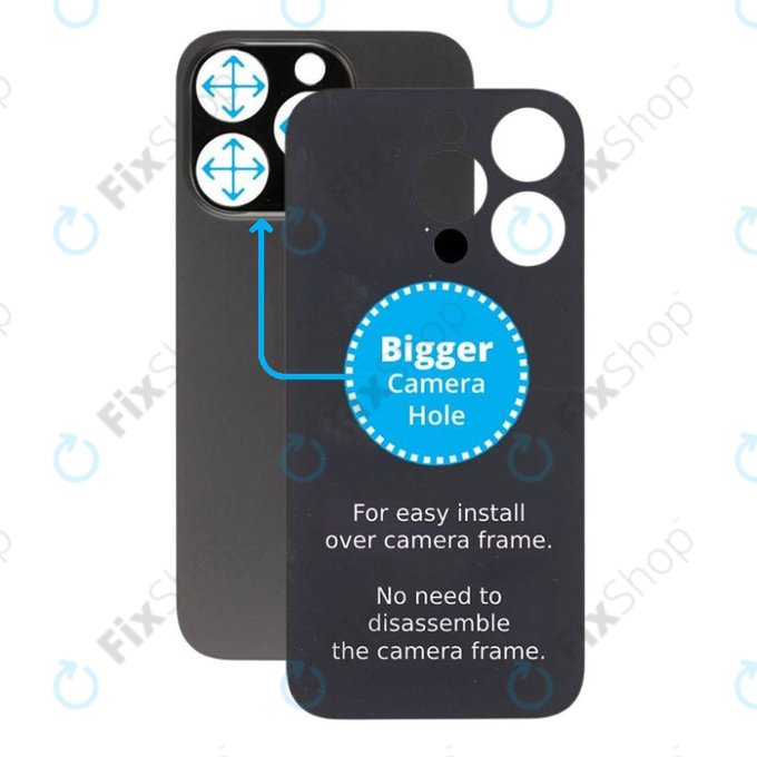 Apple iPhone 14 Pro - Sticlă Carcasă Spate cu Orificiu Mărit pentru Cameră (Space Black)