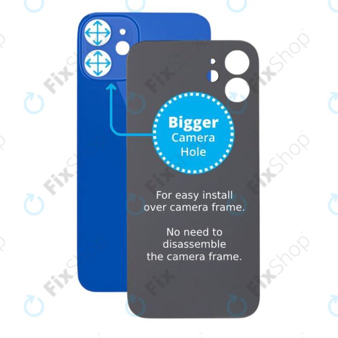 Apple iPhone 12 Mini - Sticlă Carcasă Spate cu Orificiu Mărit pentru Cameră (Blue)