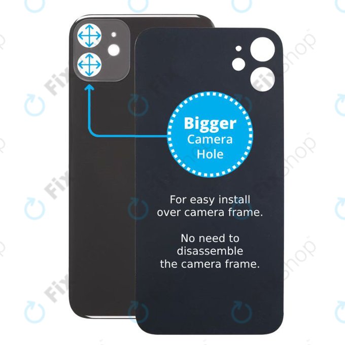 Apple iPhone 11 - Sticlă Carcasă Spate cu Orificiu Mărit pentru Cameră (Black)
