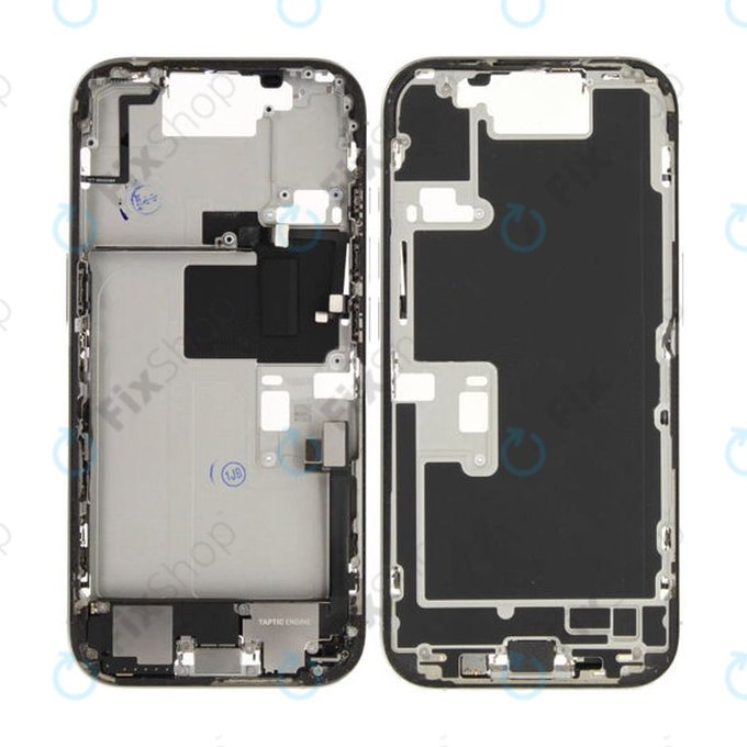 Apple iPhone 16 Pro - Ramă mijlocie + Butoane de pornire + Volum (White Titanium)