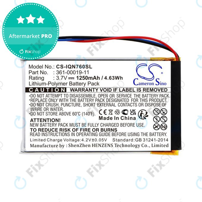 Baterie pentru Garmin Nüvi 700, 710, 760, 765, Nuvi 3590, 1250mAh, Li-Pol, 3.7V, 361-00019-11, HQ