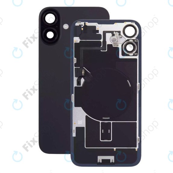 Apple iPhone 16 - Sticlă pentru carcasa din spate + Sticlă cameră + Placă metalică + Magneți MagSafe + Cablu Flex (Black)