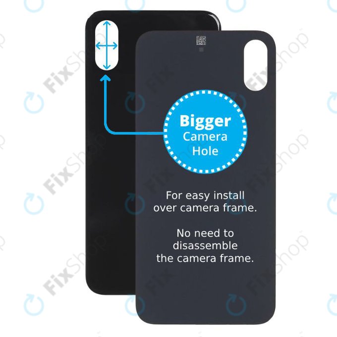 Apple iPhone X - Sticlă Carcasă Spate cu Orificiu Mărit pentru Cameră (Space Gray)