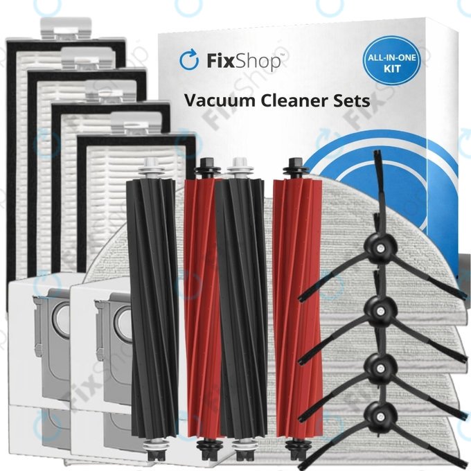 Set de piese de schimb pentru Xiaomi Roborock Q5 Pro, Q8 Max+ (2x Perie principală, 4x Filter, 4x Perie laterală – neagră, 4x Mop, 4x Sac de praf)