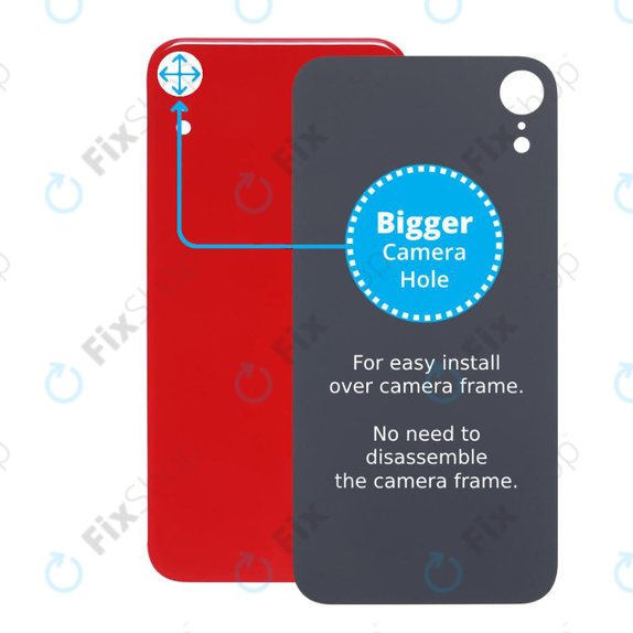 Apple iPhone XR - Sticlă Carcasă Spate cu Orificiu Mărit pentru Cameră (Red)