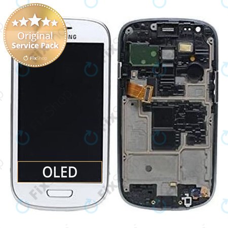 Samsung Galaxy S3 Mini i8190 - Ecran LCD + Sticlă Tactilă + Ramă (White) - GH97-14204A Genuine Service Pack