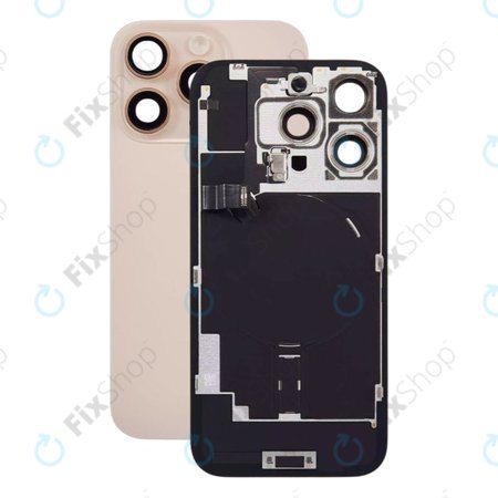Apple iPhone 16 Pro - Sticlă pentru carcasa din spate + Sticlă cameră + Placă metalică + Magne?i MagSafe (Desert Titanium)