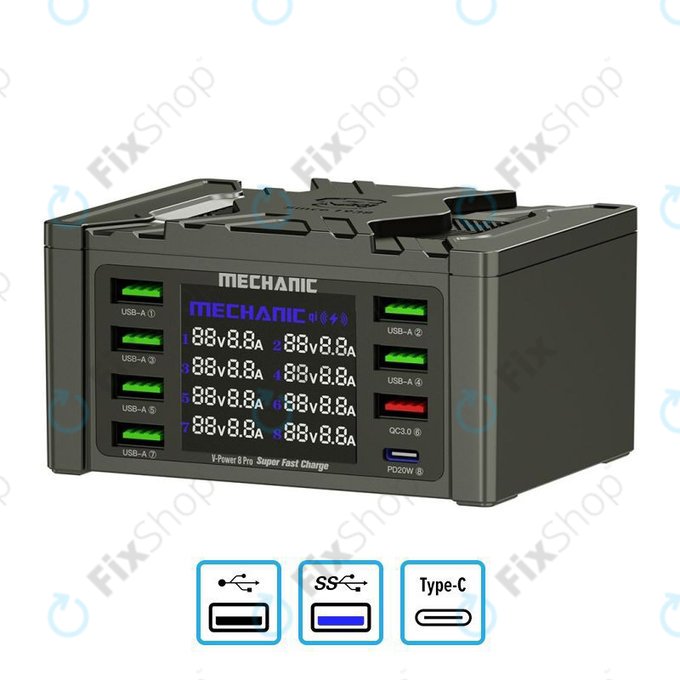 Mechanic V-Power 8 Pro - Statie de incarcare USB (USB-C, USB 3.0)