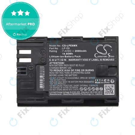 Baterie pentru Canon EOS 5D Mark II, EOS 7D, EOS 70D, 2000mAh, Li-Ion, 7.4V, LP-E6, HQ