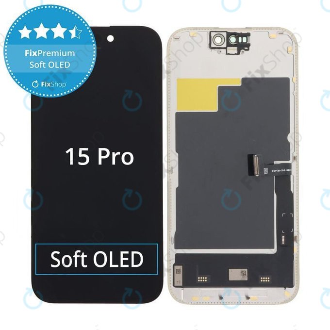 Ecran Soft OLED pentru iPhone 15 Pro - Sticlă Tactilă + Ramă, DIAGNOSTIC