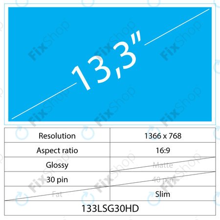 13.3 LCD Slim Lucios 30 pin HD