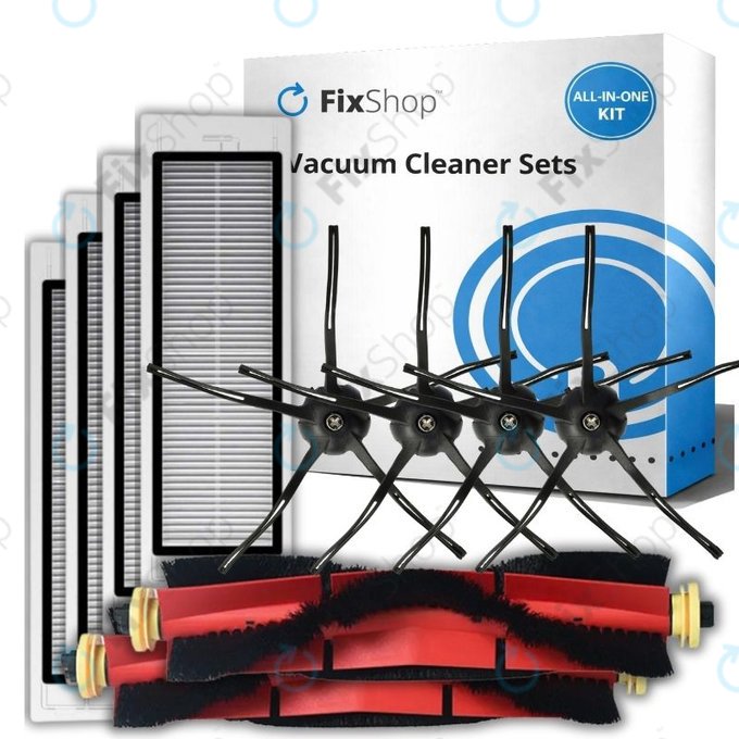 Set de piese de schimb pentru Xiaomi Roborock S5 Max, S6, S6 MaxV, S6 Pure, Xiaowa E3 (2x Perie principală, 4x Filter, 4x Perie laterală – neagră)