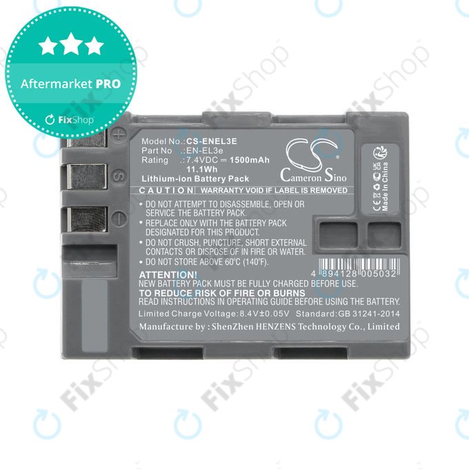 Baterie pentru Nikon D100, D200, D50, D70, D70s, D80, D300S, D700, D90, D300, 1500mAh, Li-Ion, 7.4V, EN-EL3e, HQ