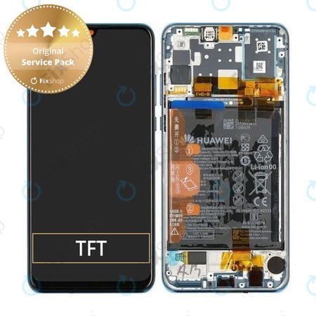 Huawei P30 Lite (2020) - Ecran LCD + Sticlă Tactilă + Ramă + Baterie (Peacock Blue) - 02352PJP Genuine Service Pack