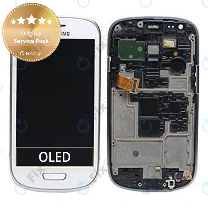 Samsung Galaxy S3 Mini i8190 - Ecran LCD + Sticlă Tactilă + Ramă (White) - GH97-14204A Genuine Service Pack