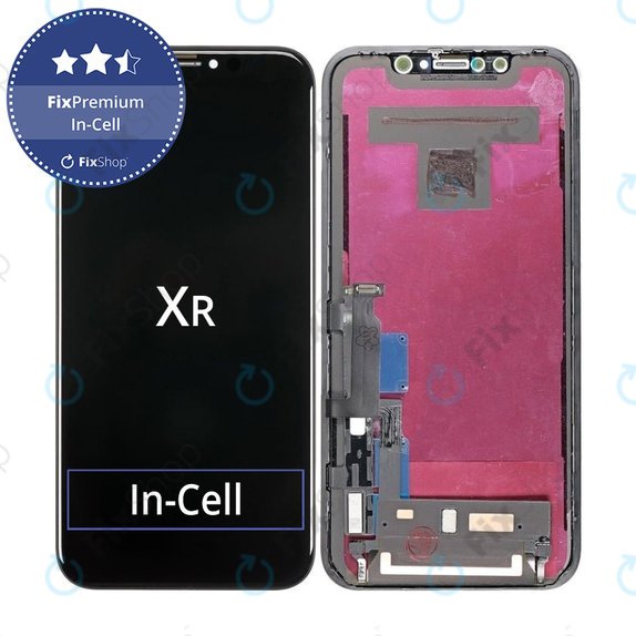 Ecran In-Cell pentru iPhone XR, Sticlă tactilă cu ramă, FixPremium