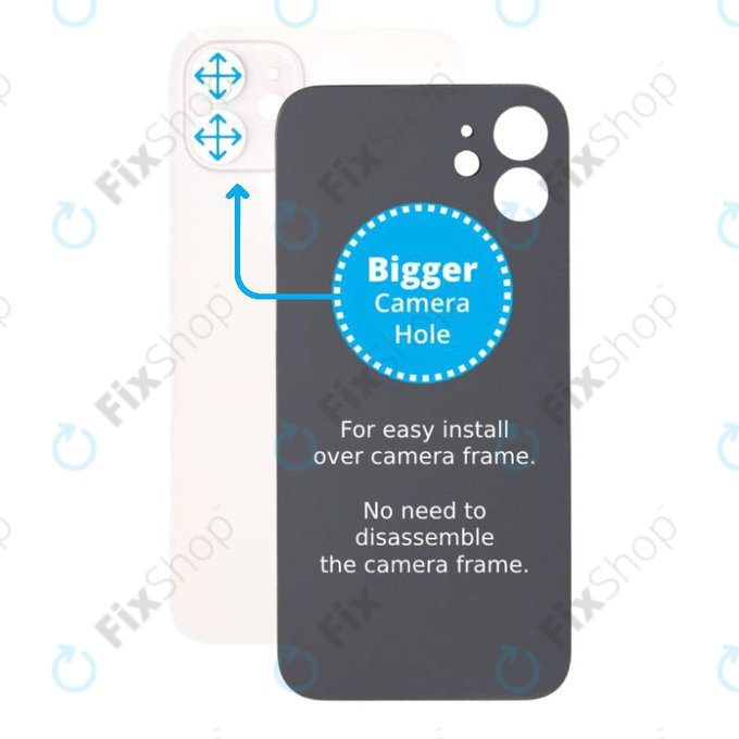 Apple iPhone 12 - Sticlă Carcasă Spate cu Orificiu Mărit pentru Cameră (White)