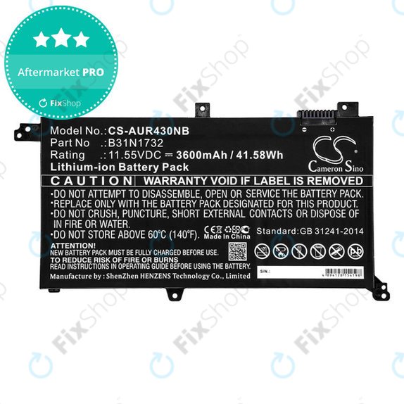 Baterie pentru Asus VivoBook S14, S430FA, 3600mAh, Li-Ion, 11.55V, B31N1732, HQ