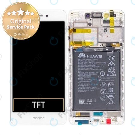 Huawei Nova Smart, Enjoy 6s, Honor 6c - Ecran LCD + Sticlă Tactilă + Ramă + Baterie (White) - 02351FUU Genuine Service Pack