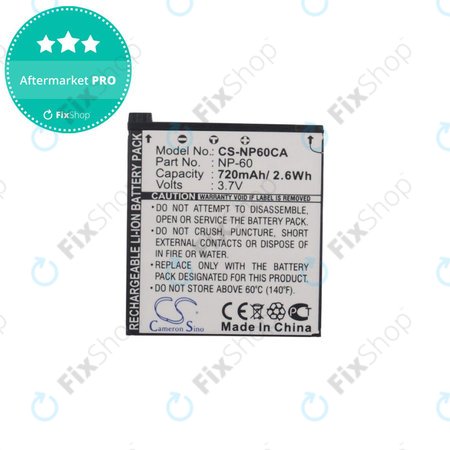 Baterie pentru Casio Exilim Zoom EX-Z19, EX-Z85, EX-Z9, 720mAh, Li-Ion, 3.7V, NP-60, HQ