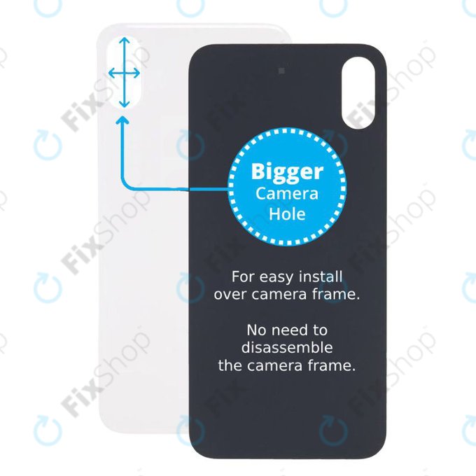 Apple iPhone X - Sticlă Carcasă Spate cu Orificiu Mărit pentru Cameră (Silver)
