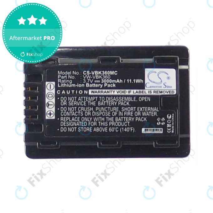Baterie pentru Panasonic HC, HDC, SDR, 3000mAh, Li-Ion, 3.7V, VW-VBK360, HQ